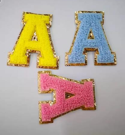Wholesale Custom Chenille Letter, Embroidery Towel Letter，Heat Iron Glitter letter Patches， Featured Image